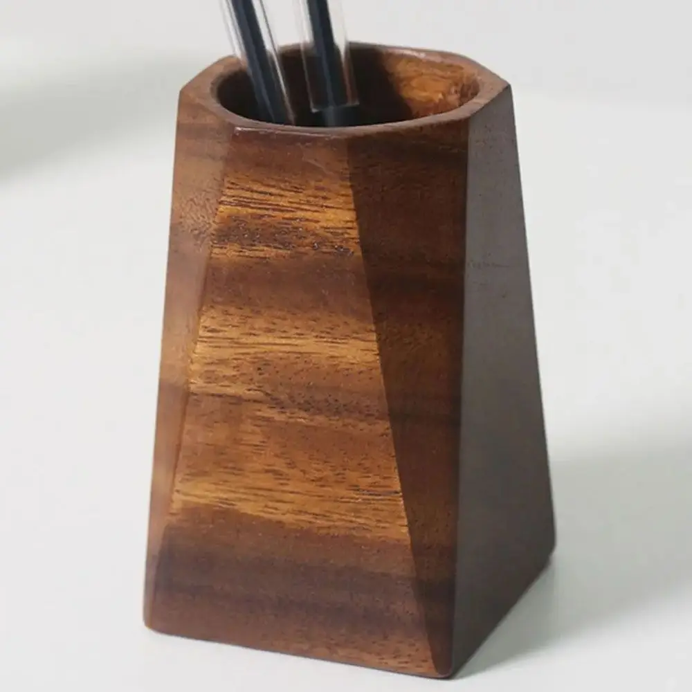 

Vintage Walnut Wood Pen Holder Large-capacity Makeup Brush Holder Storage Pencil Box Portable Multifunctional