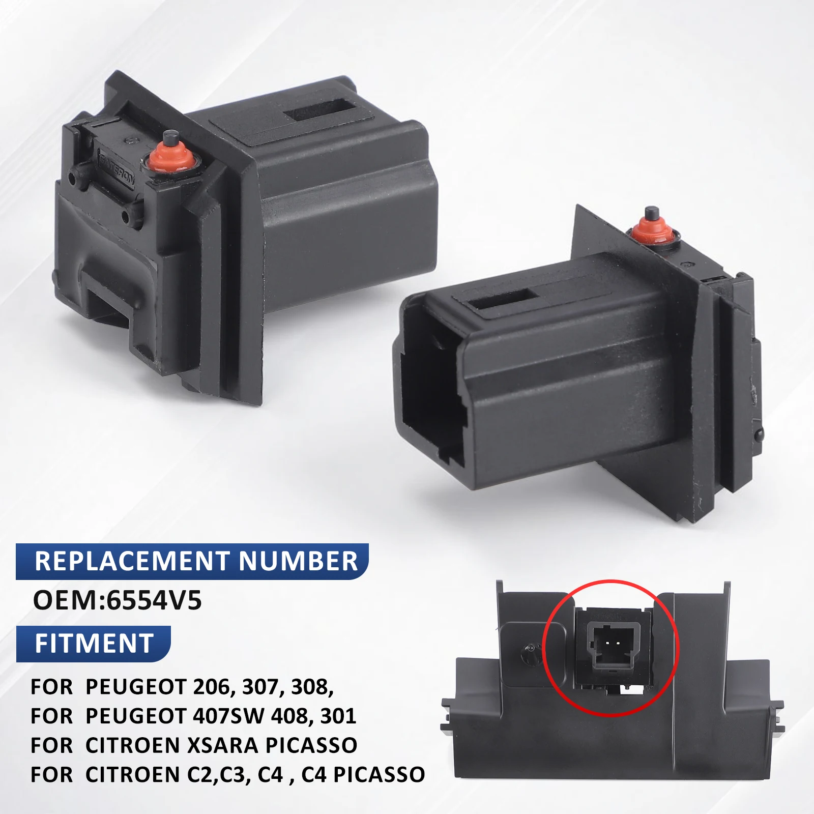 For Citroen Xsara Picaso C3 C4 Picasso For Peugeot 206 307 308 407SW Trunk Release 6554V5 Micro Switch Black 8726V7 Interface