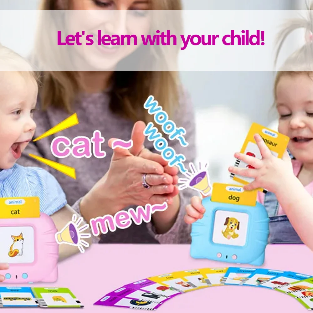 Talking FlashCards for Kids Electronic Early Education Machine Montessori Toy Flash Card Preschool Toddlers Biy Girl Gift Travel