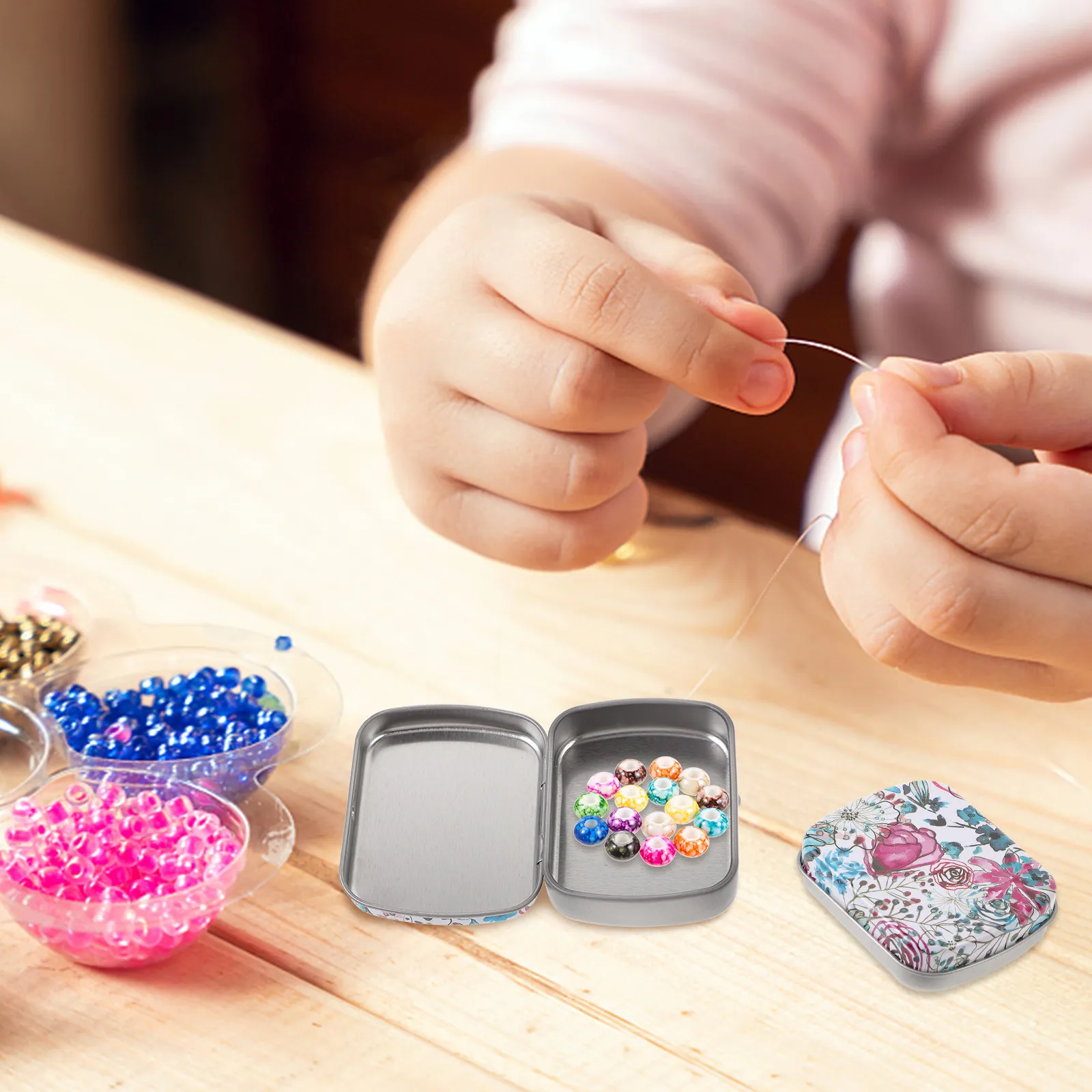 6Pcs Rectangular Iron Box Small Storage Container with Lid Fine Workmanship Tin Box for Wedding Candy Small Items Keychains