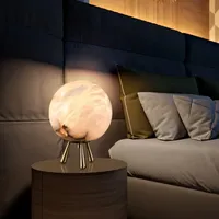 Luxury Natural Marble Table Lamp Ring Ball Led Lights Creative Bedroom Living Room Night Lights Home Decorations LED Desk Lamp