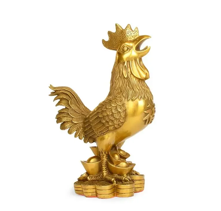 Copper Statue brass Select size copper chicken Crafts rooster Yuanbao Lucky Town house Feng Shui Decoration