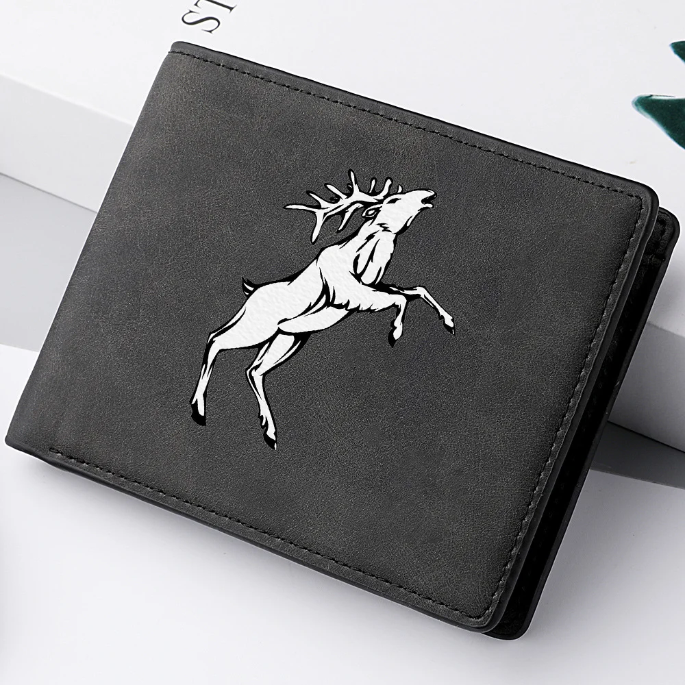 محفظة جيب للعملات المعدنية عالية الجودة بطبعة غزال للرجال، محفظة جلدية صغيرة كاجوال للأعمال