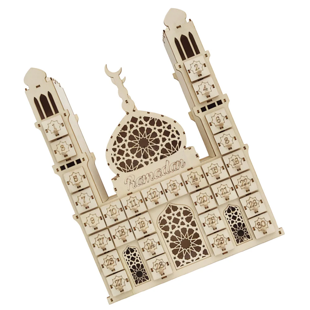 

Wooden Calendar Ornament Meaningful Ramadan Countdown Exquisite Desktop Useful Poster Decoration Advent