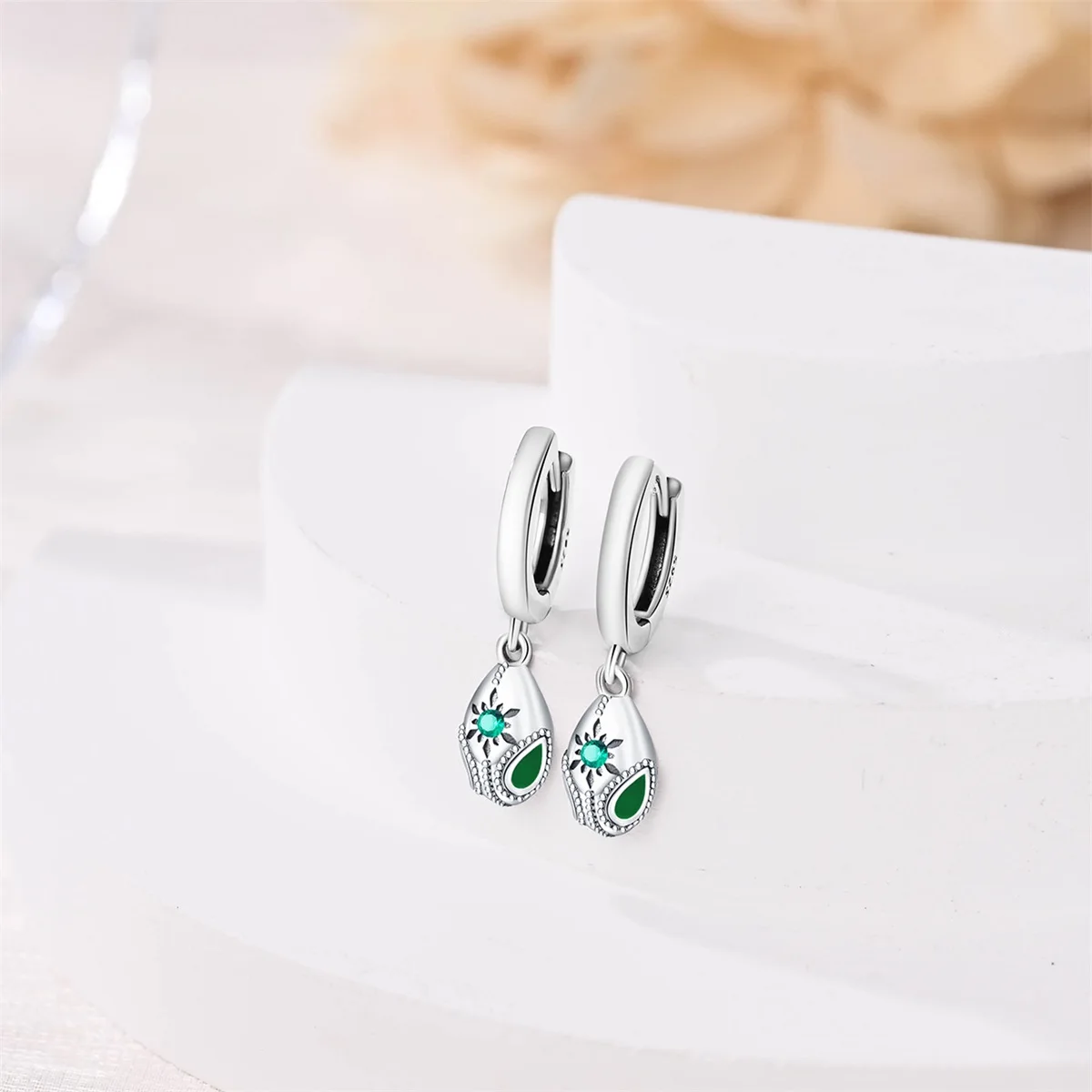 Snake Earrings 925 Silver Green Zircon Mysterious Spirit Snake Ear Studs For Women Formal Anniversary Birthday Party Jewelry