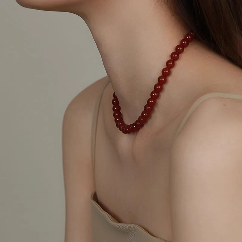 100 % natürlicher roter Achatstein, süße Glücksblume, 14 Karat Gold gefüllt, weibliche Perlen, Kette, Halskette, Schmuck für Frauen, Hochzeitsgeschenke – Detail 6