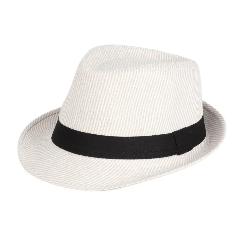 Wholesale Classic Spring Autumn Striped Fedora Sun Black White Men Women Jazz Caps