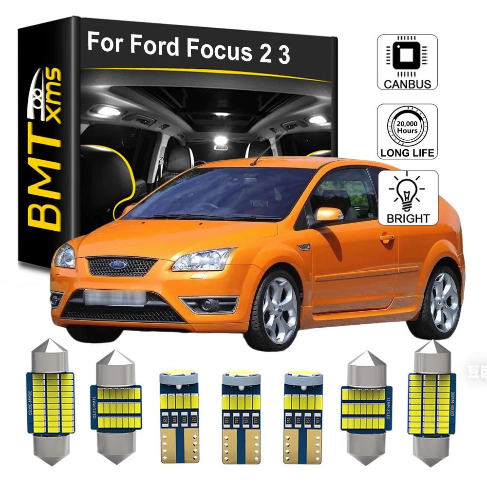

BMTxms LED Interior Reading Light Kit Canbus For Ford Focus 2 3 MK2 MK3 Sedan Hatch 2000-2017 2018 2016 Car Indoor Dome Map Lamp