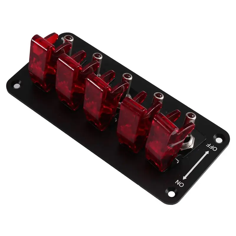 Auto Ignition Switch Panel LED Indicator Start Push Button 12V 20A 5 Rocker Toggle For Racing Cars Vehicles-ABQA