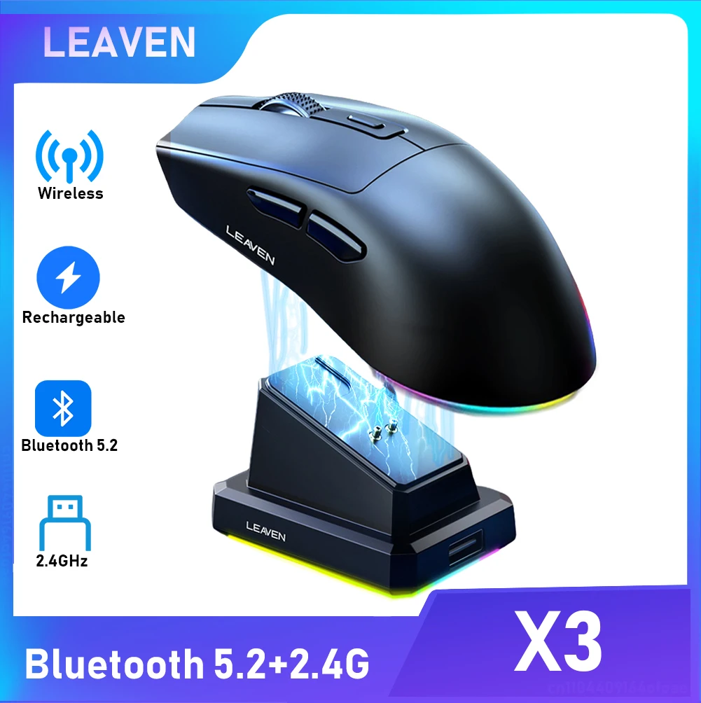 Wireless Mouse Bluetooth 2.4G Dual Mode Rechargeable with Charging Dock Backlight LED High Cost-Effective for Laptop PC Mac​
