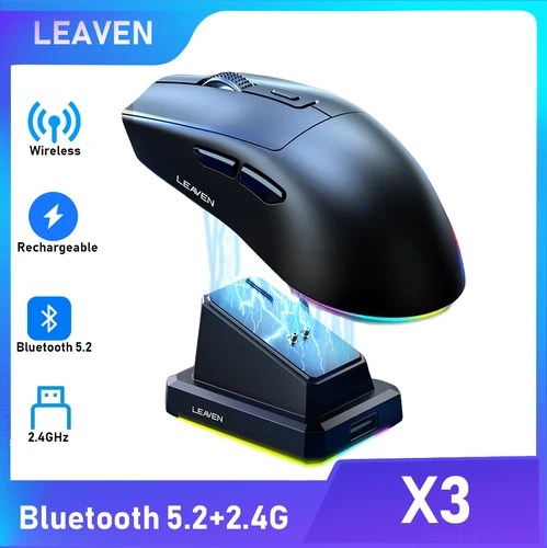 Ratón inalámbrico Bluetooth 2,4G modo Dual recargable con base de carga retroiluminación LED alta rentable para ordenador portátil PC Mac ​