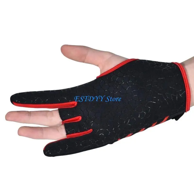 

G6DE Left and Right Hand Bowling Gloves Non-Slip Half Finger Grip Protective Gloves