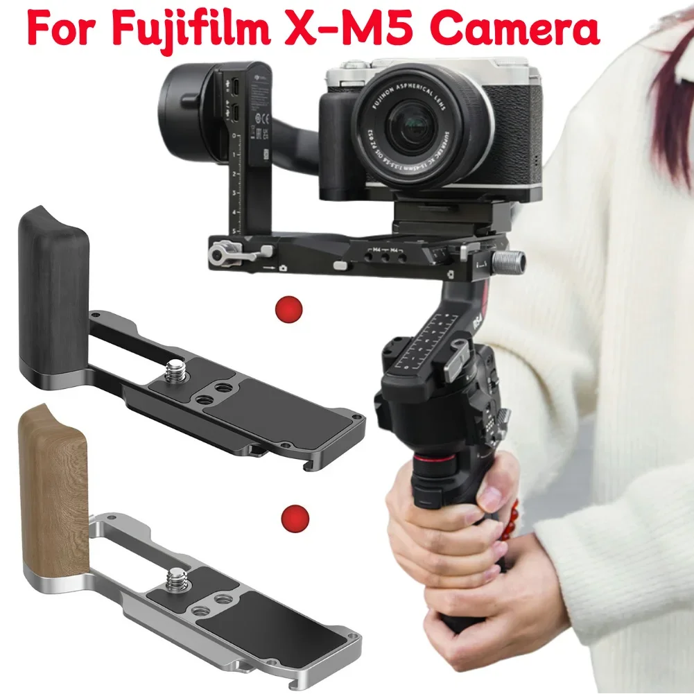 Soporte en L de agarre de mano de madera para accesorios de cámara Fujifilm X-M5, placa de montaje en forma de L, Base de soporte de placa de aleación de aluminio ligera