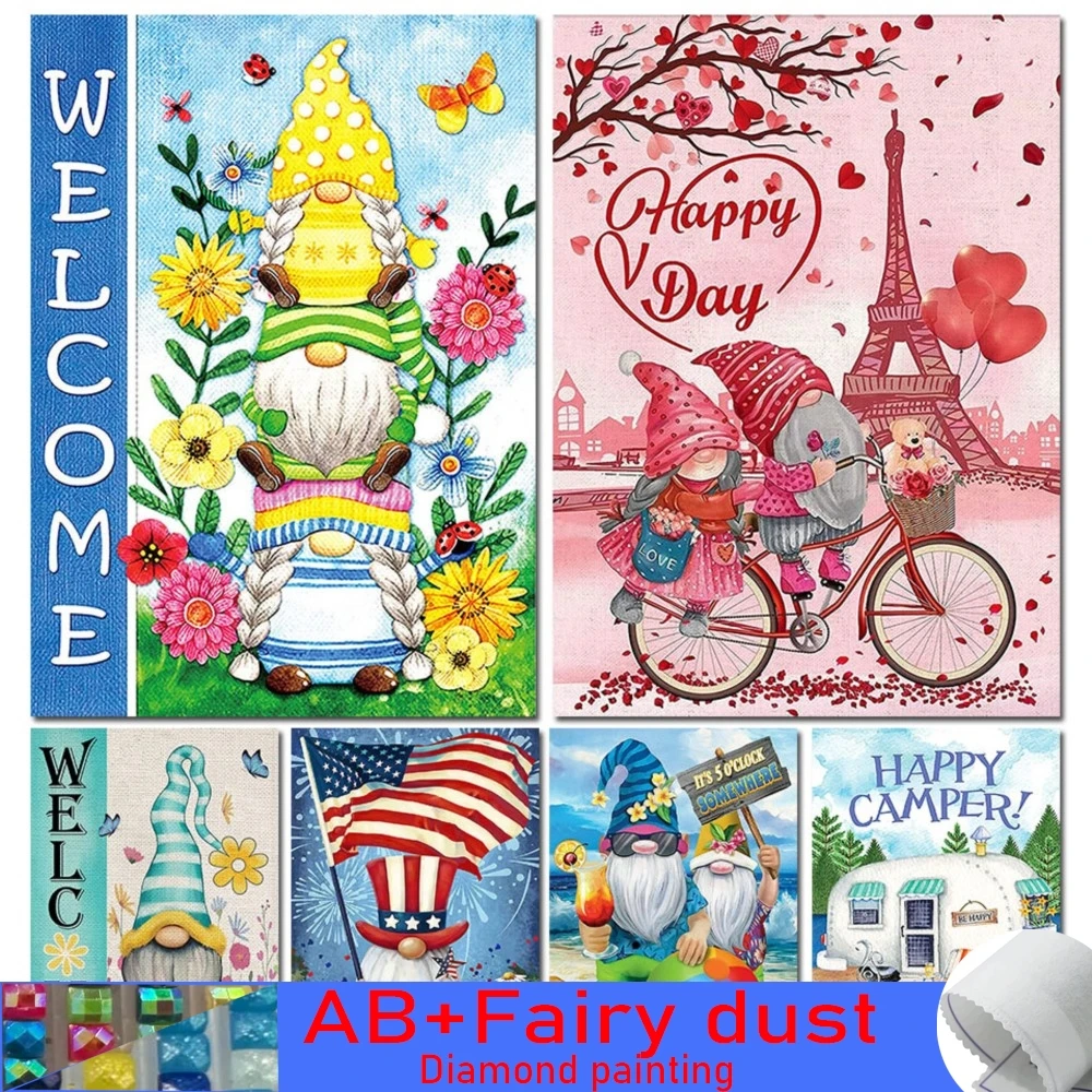 5d Diy 120 Colors AB Fairy Dust Diamond Painting Hearts Come Home for Christmas Art Embroidery Mosaic Cartoon Dwarfs Home Decor