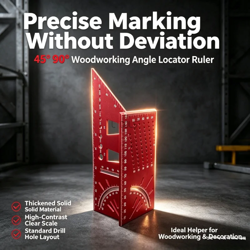 3D Woodworking Positioning Square Carpenter Scribing Gauge Punch Locator Multi‑Purpose Protractor Marking Drilling Layout Ruler