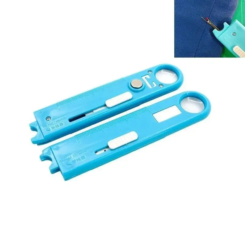 Compact Sewing Helper Anti-Piercing Needle Threader Magnetic Storage Ruler Magnifier Multi-functional Sewing Accessories