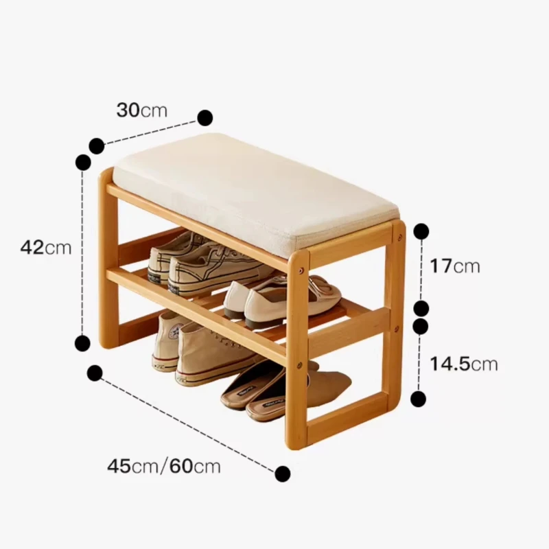 Retro Entryway Stool Floor Wooden Brown Dressing Pouffe Stool Shelving Bench Muebles Para La Sala Living Room Furniture
