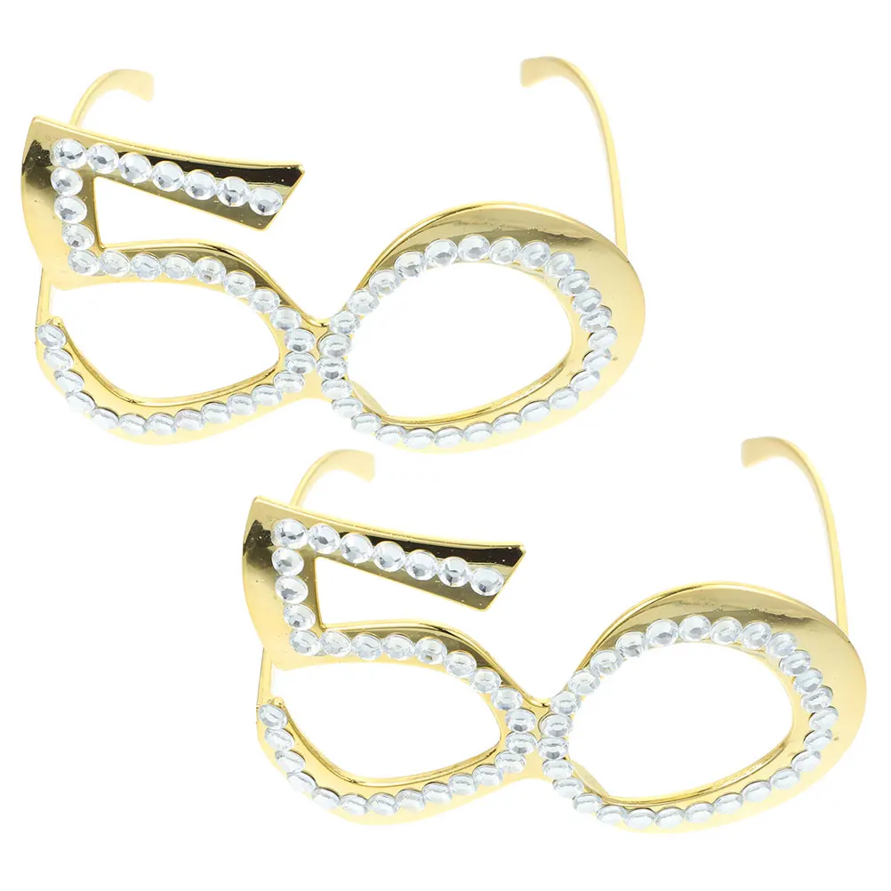 

2pcs Number Glasses Birthday Party Photo Prop Lightweight Plastic Frame Celebration Favors Anniversary Decorations Eyewear