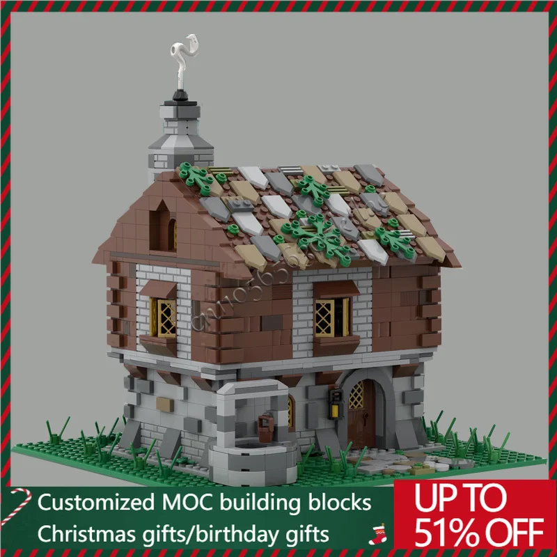 

1112 PCS Rustic Medieval 2 Story House MOC Building Blocks Village Architecture Model Technology Bricks Collection Kid Toys Gift