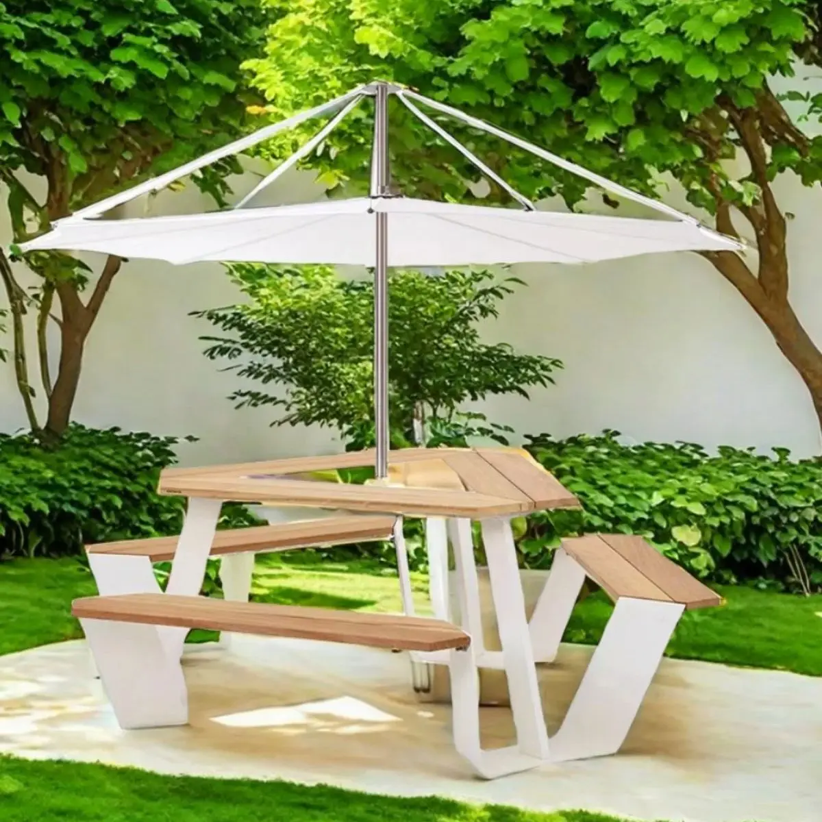 Outdoor leisure triangle creative dining table and chair villa courtyard cafe bar connected table and chair combination