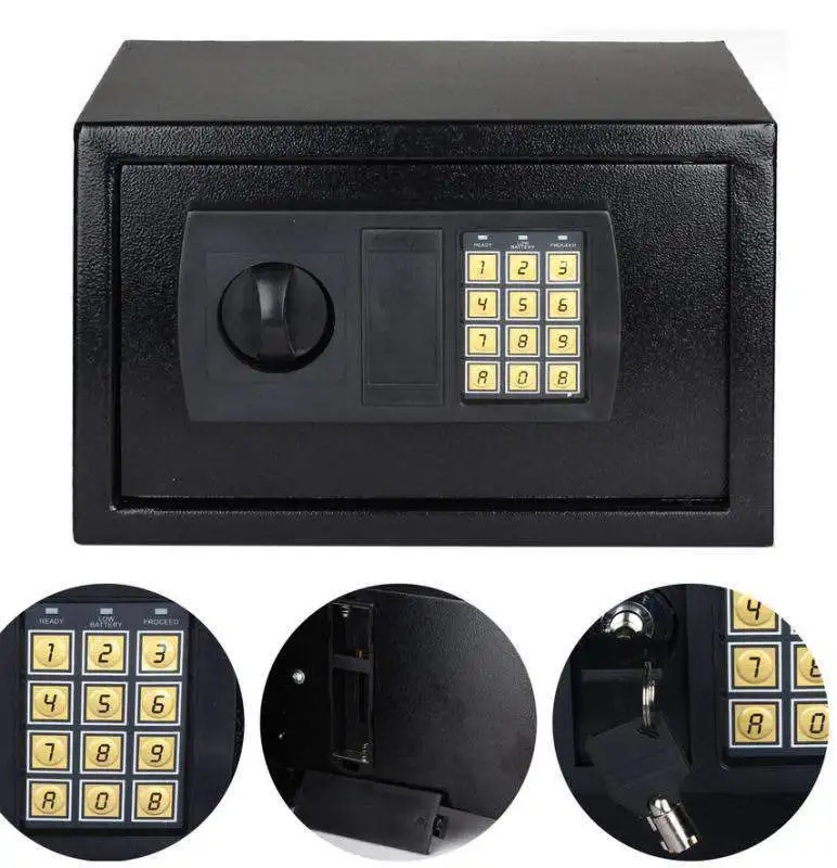 Mini Safe Wall Safe para Office, Cofre eletrônico do hotel, Todo o aço, 20 Pequeno