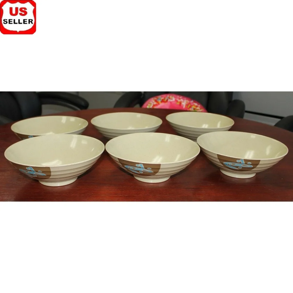 

Durable Japanese Melamine Ramen Noodle Bowls Set of 6 Lightweight Microwave Safe Dishwasher Safe Big Wide Soup Bowls