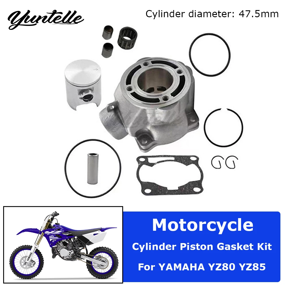 Kit de Juntas de Culata y Anillos de Pistón para Cilindro de Motor de 47.5 mm para YAMAHA YZ80 YZ85 YZ 80 85 85cc 1997-2018, Accesorios para Motocicletas AVT