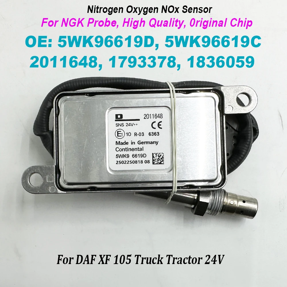 5WK96619D 5WK96619C Nitrogen Oxygen NOX Sensor For NGK Probe 2011648 1793378 1836059 High Quality Chip For DAF XF 105 Truck 24V