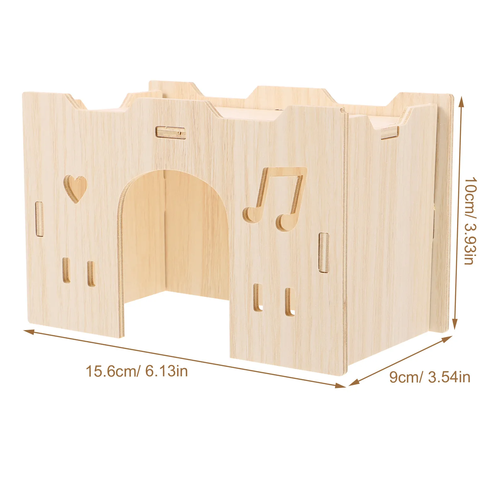 Wooden Hamster Hideout Small Animal for Guinea Pig Mouse Rat with Multi-Level Resting Platforms Exploration Tunnels
