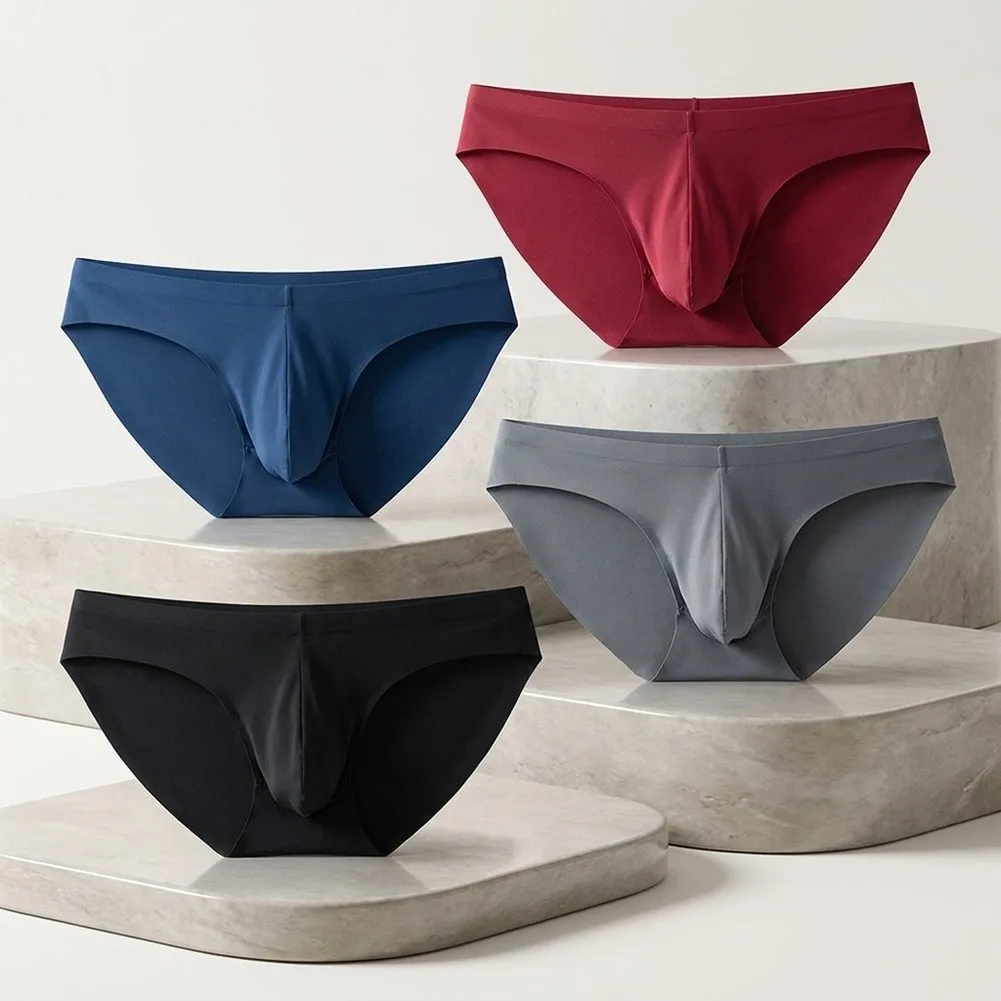 Men's Underwear Men's Ice Silk Briefs Breathable Quick-Drying Seamless Shorts Transparent UltraThin Personalized Underwear