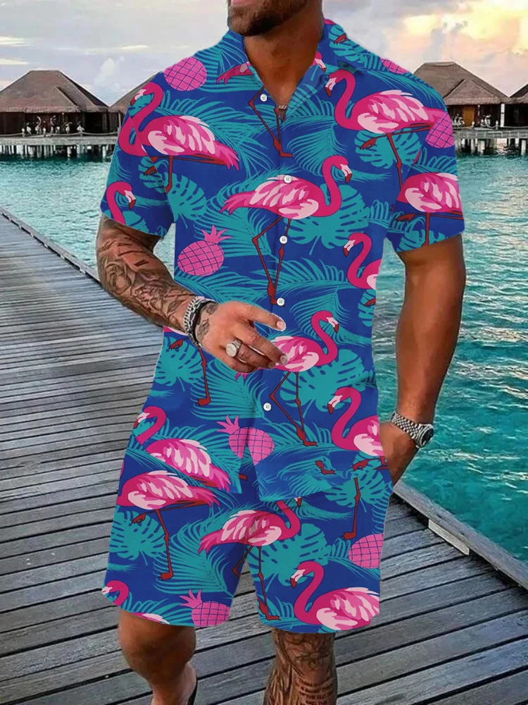 

Summer 3D Coconut Tree Print men's Shirt set, short-sleeved shirt, Oversized Beach shorts, streetwear, Hawaiian Casual Wear