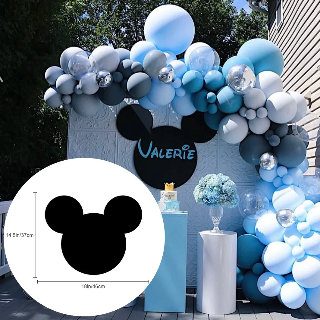 Black Mouse Head Backdrop Cutouts KT Board for Baby shower Girls 1st Birthday Party Backdrops Background Photo Props Decorations