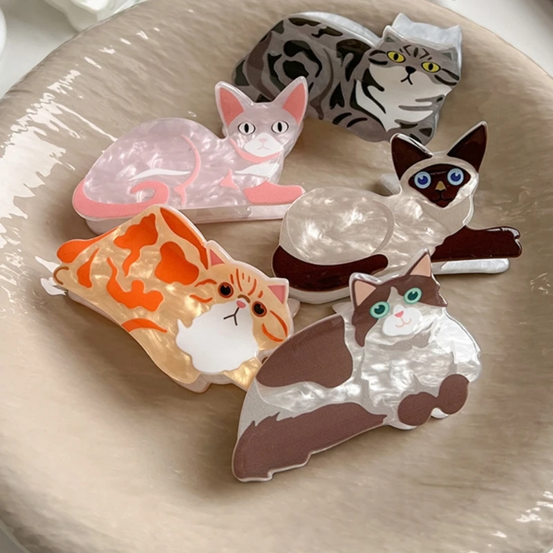 Cartoon Cats/Dogs Hair Claw Braids Ponytail Woman Skincare Hair Clip Woman Elegant Wedding Party Styling Hair Claw