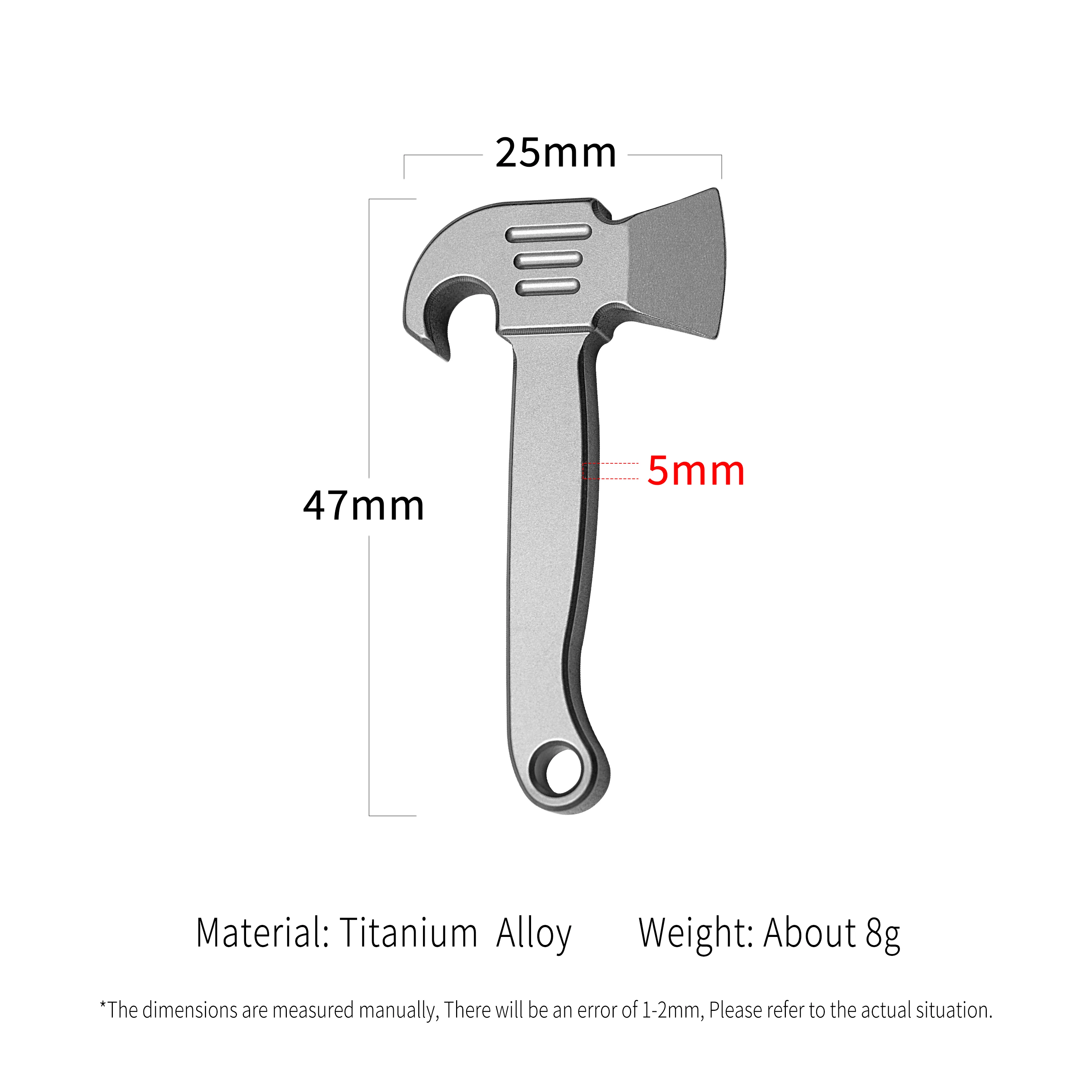 Titanium EDC Pry Bar Hatchet Shaped Outdoor Small Tool Portable Bottle Opener Unboxing Keychain Hanging Decoration