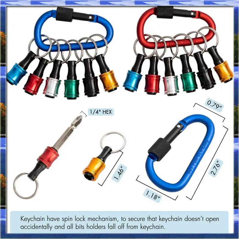 AS59 -Bit Holder Keychain,4 Sets Of 12PCS 1/4 Drill Bit Holder, Easy Release And Quick Change Bit Holder
