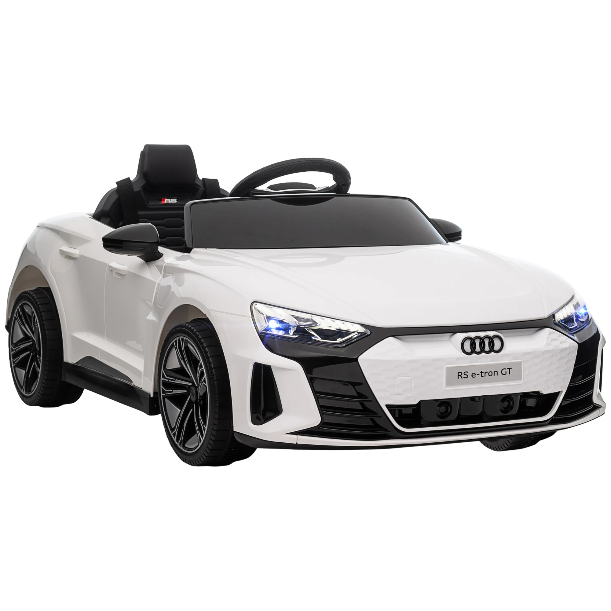 

12V Kids Ride on Electric Car with Parent Remote Control Suspension LED Lights Music Player 3.1MPH for Ages 37-60 White, Built-In Music Player