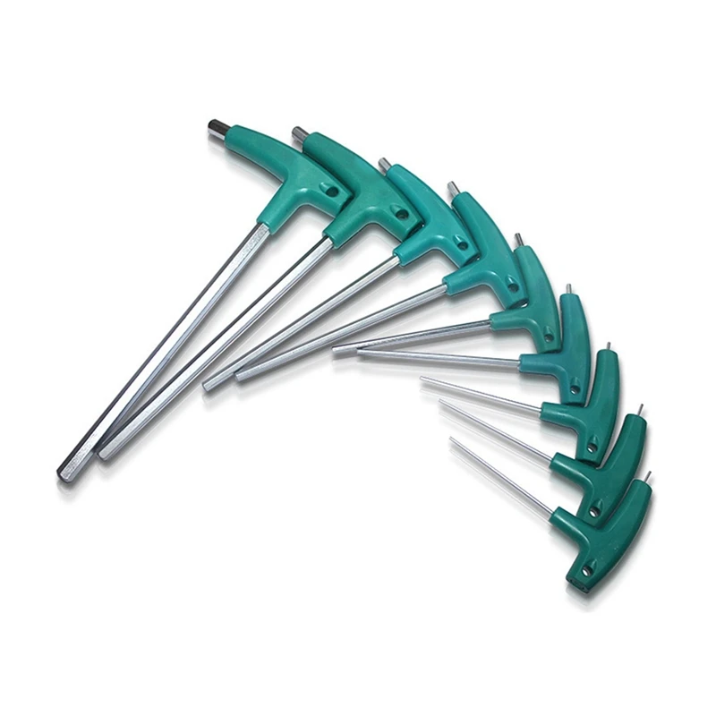 

AB47-9PCS Kit Hardware Hexagon Socket T Screw Nut Wrench T Handle With Storage Bag Forging Tool