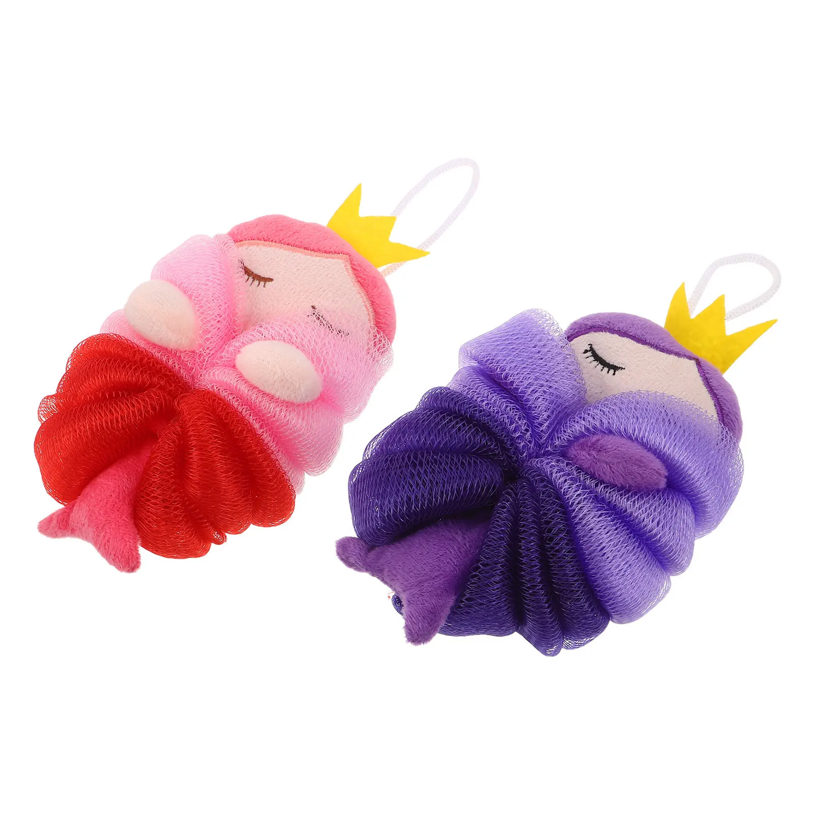 

2 шт. детских мочалок-шариков для ванны, милые мультяшные животные, сетчатые губки для душа, мягкие отшелушивающие мочалки для тела, нежный уход за кожей, прочные, пенообразующие