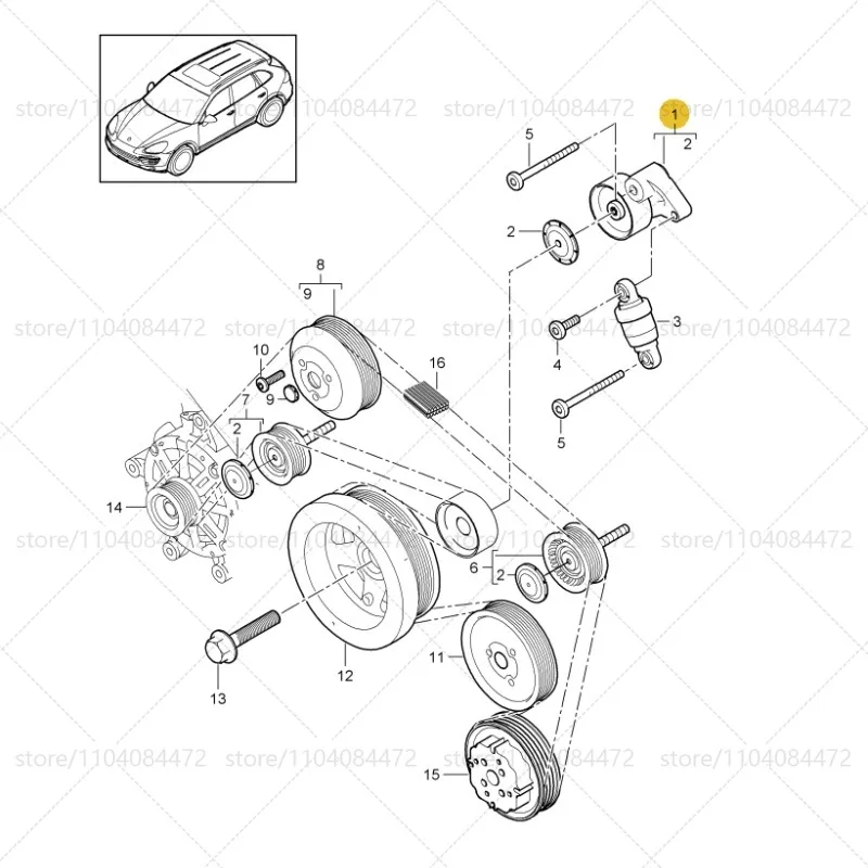 For Porsche 2010-2018 Cayenne 92A Panamera 970 Tensioner Wheel OEM 94810240323