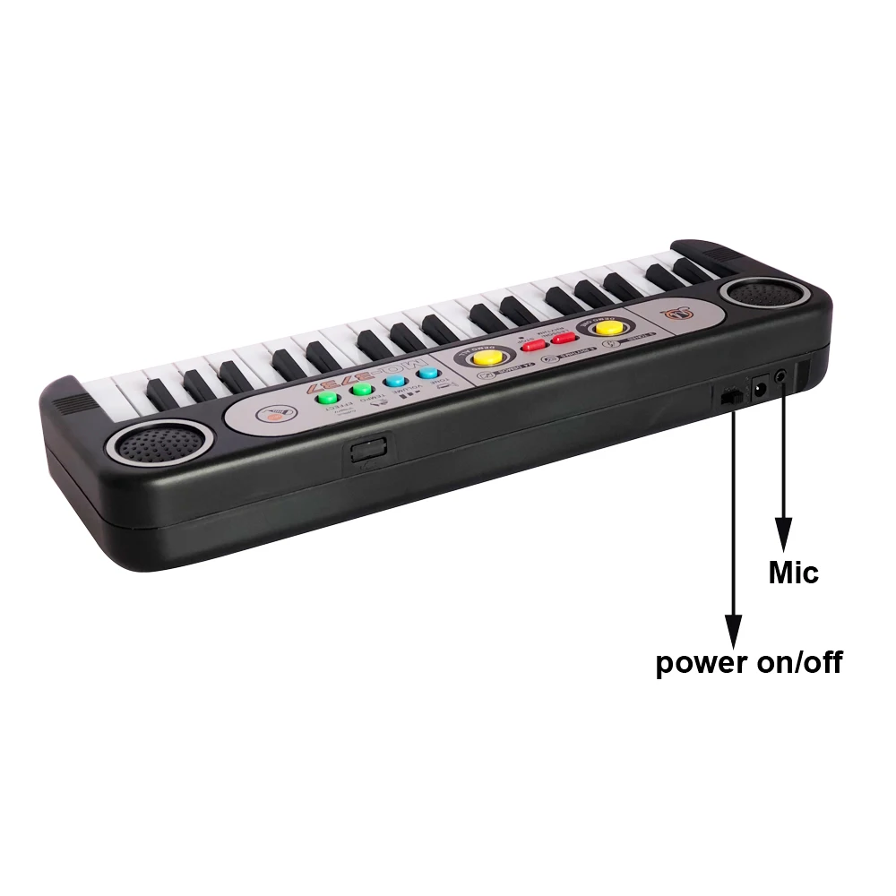 Mini órgão eletrônico com microfone para crianças, 37 teclas, teclado musical, piano digital, brinquedos para crianças