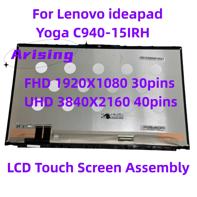 15.6-Inch LCD Display Touch Screen Digitizer Assembly With Bezel For Lenovo Yoga C940-15 C940-15IRH 81TE Module 5D10S39614