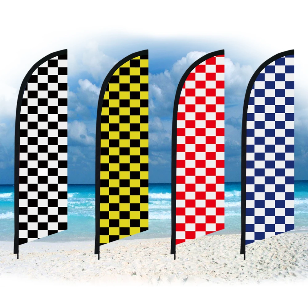 Checkered Advertising Feather Flag Only Swooper Without Pole Beach Flag Custom Sport Club Advertising Decoration Banner Auto