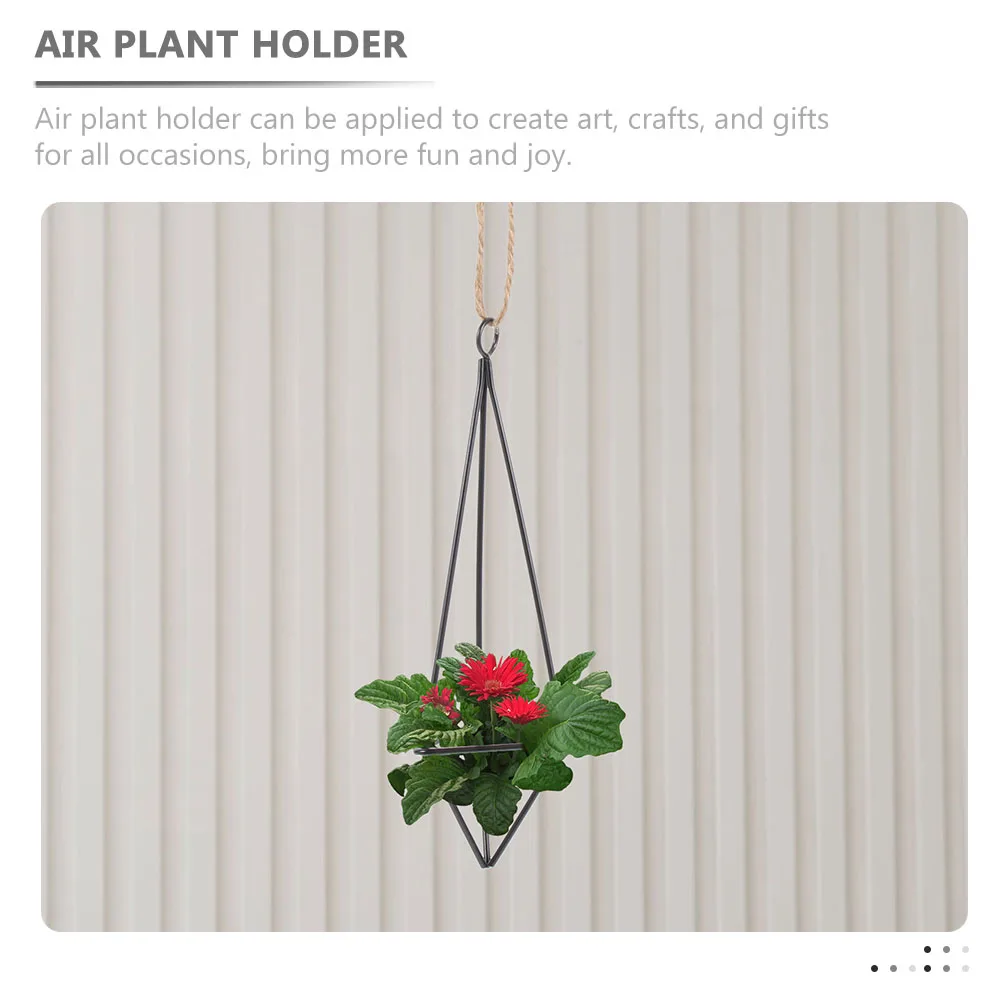 

3pcs Hanging Air Plant Holder Geometric Planter Decor Chain Hemp Rope St for Plants Wall Hanger Garden Supplies