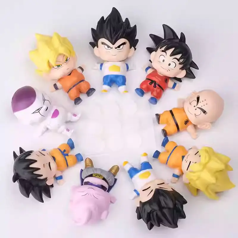 Figuras de acción Kawaii Chubby Dragon Ball, 9 piezas, versión Q, Goku, Vegeta, Buu, Frieza, figuras coleccionables, decoración de escritorio para fanáticos del Anime