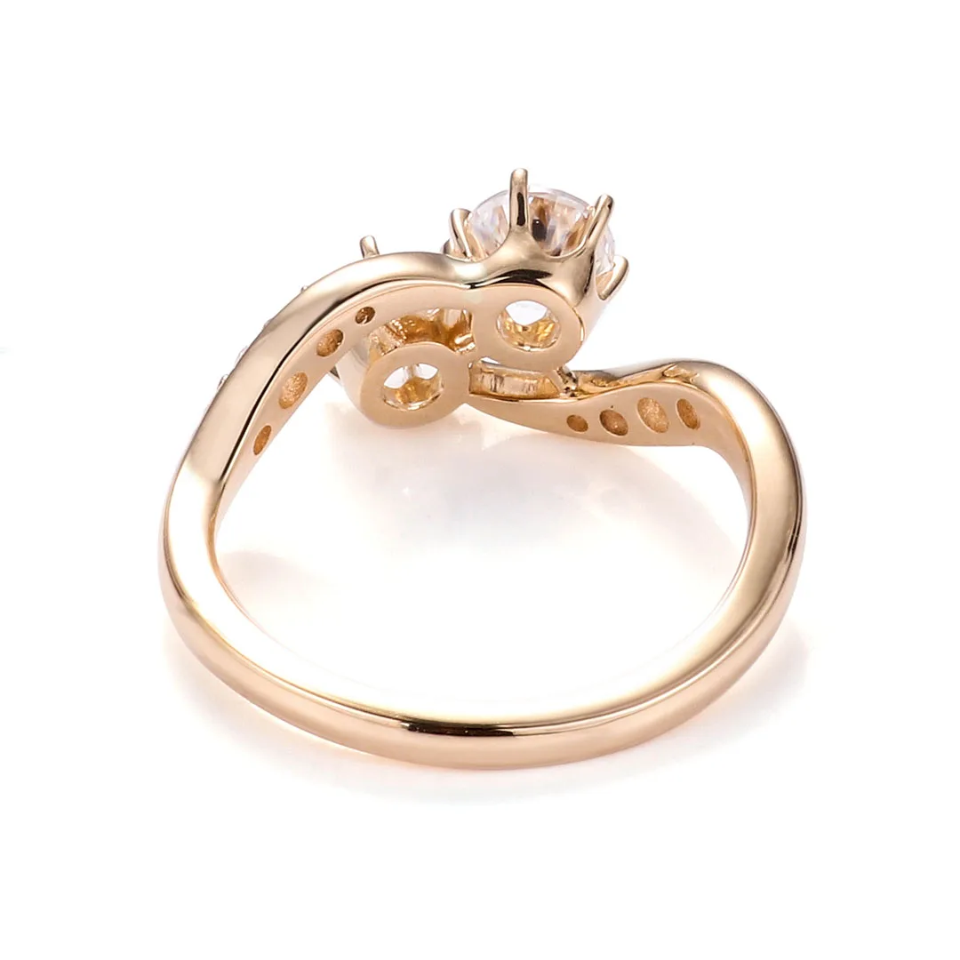 Provence Moissanite Promise Rings for Women D Color Toi Et Moi Rings with GRA Twisted Ring for Girlfriend Half Eternity Rings