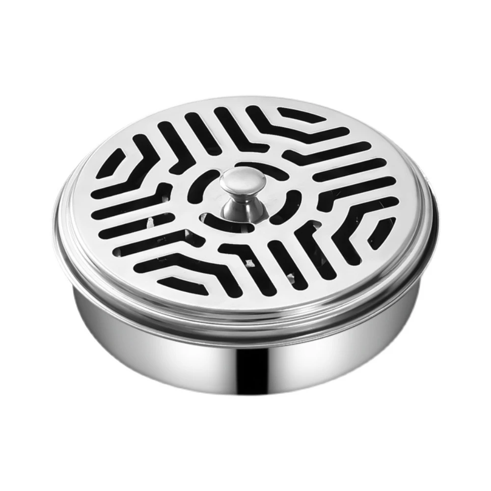 Mosquito Coils Holder Stainless Steel Mosquito Coil Box with Cover Round Mosquito Coil Tray Anti-Mosquito Supplies for Home