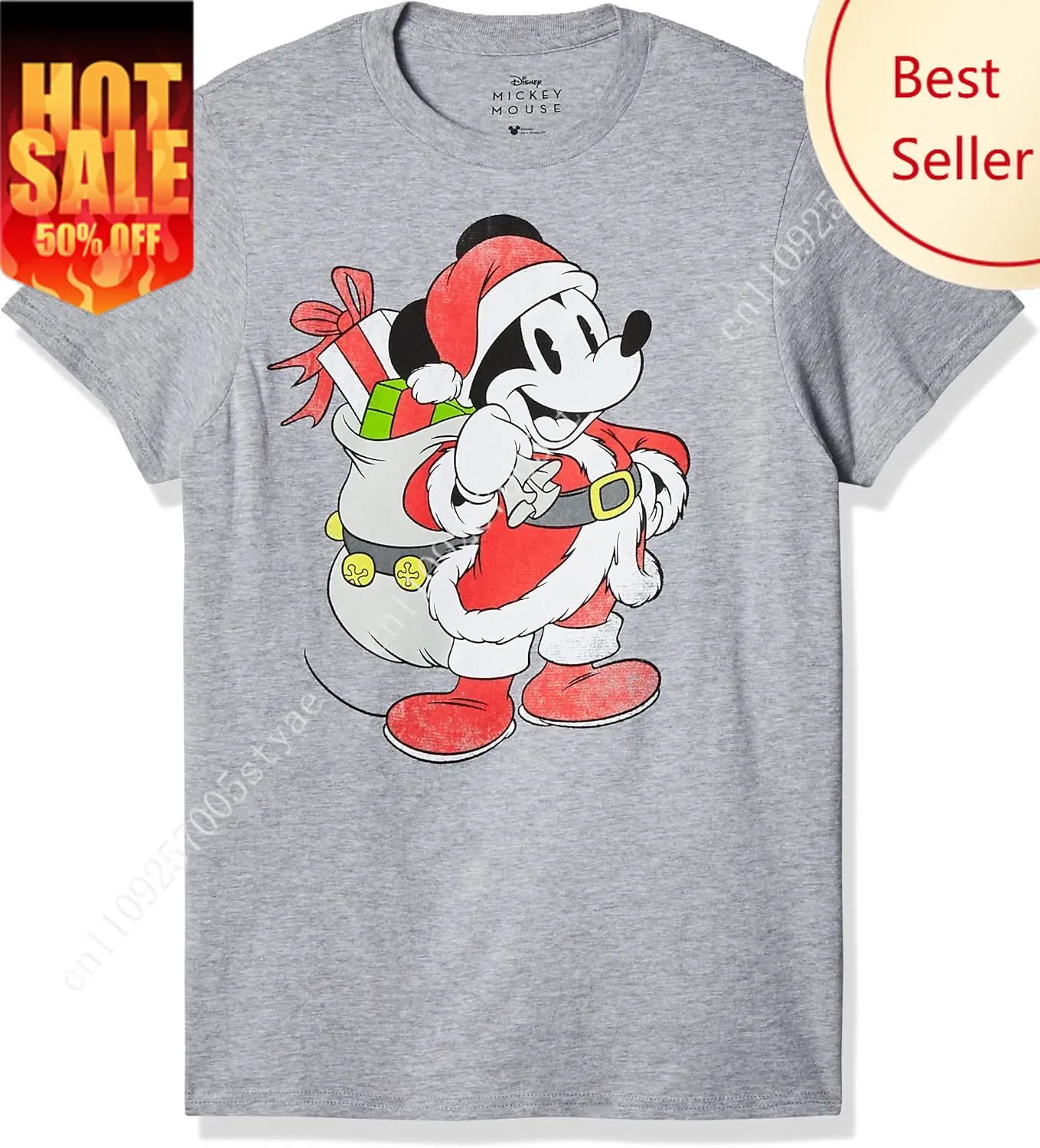 

Disney Mens Disney Mickey Mouse Men's Santa Christmas Graphic T-shirtT-Shirt