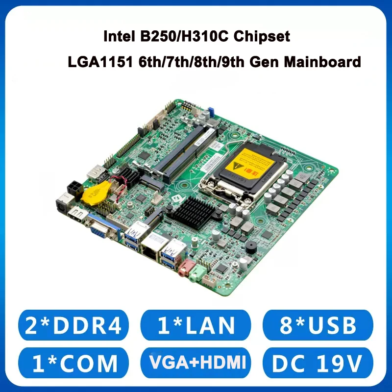 All In One PC Mainboard Intel H310C B250 Chipset LGA1151 i3 i5 i7 PS2 LAN COM LVDS GPIO Mini Itx Motherboard for Cashier Machine