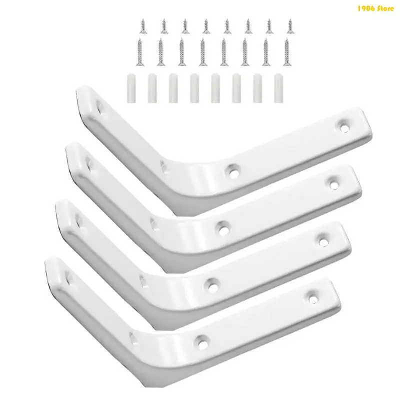 U1JB 4PCS شاملة L شكل Lape Lape Bracket بوصة عائمة الدعم الدعم لزاوية المشاركة لتركيب DIY مع المسمار