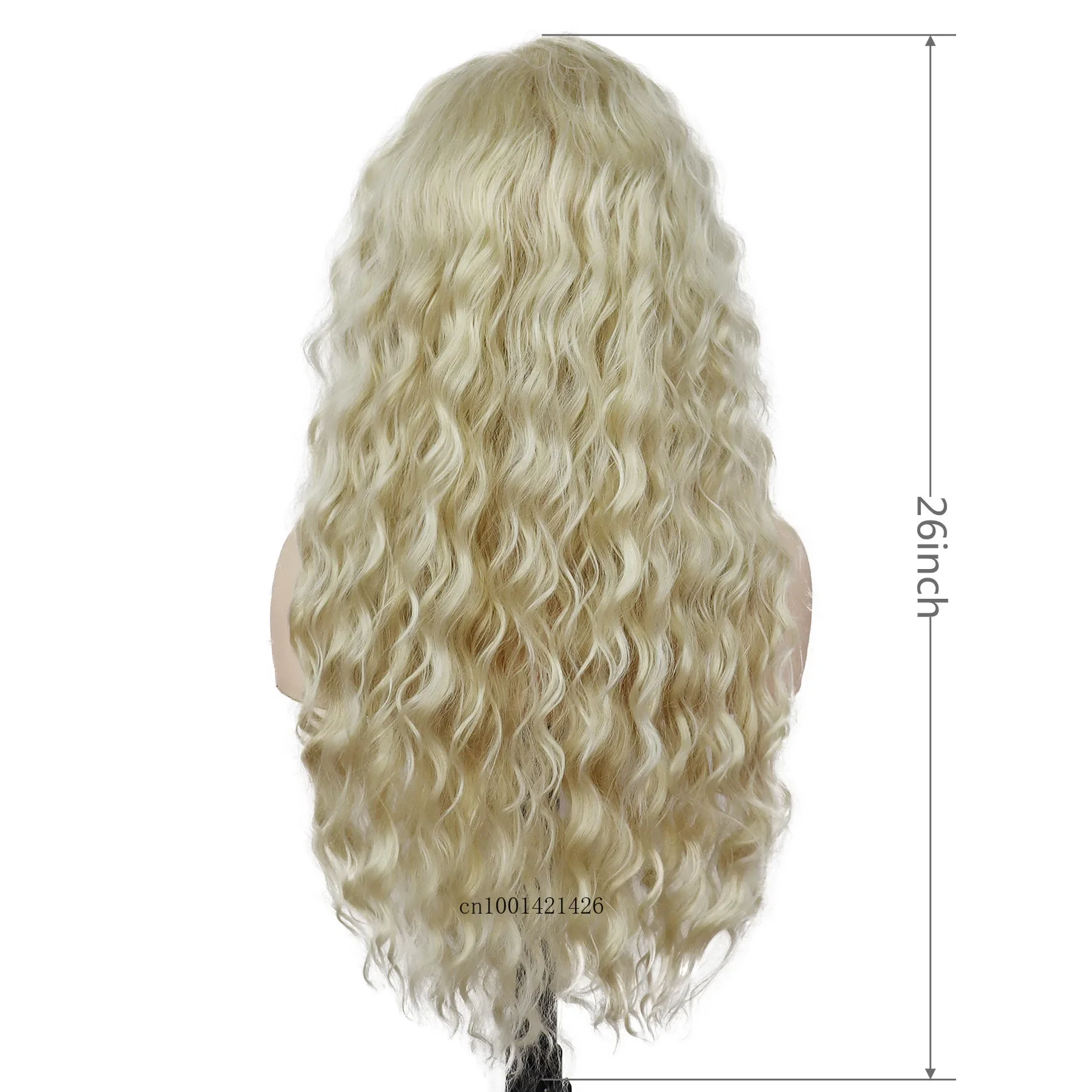 Synthetic Hair Realistic Long Platinum Blonde Wig with Free Part Hairline Light Thick Fluffy Wavy Cur Wigs Natural Dog and Beth